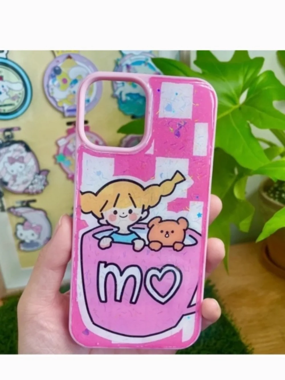 iPhone 12/12pro cartoon case.Handmade cute case with free gift beads chain
